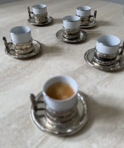 Alternative view of Service de 6 tasses à espresso en porcelaine et métal argenté – La S. Marco & Monopoli, Italie – années 1960