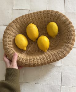 Corbeille en rotin – panier à fruits en vannerie – années 70