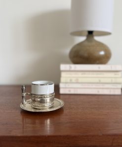 Service de 6 tasses à espresso en porcelaine et métal argenté – La S. Marco & Monopoli, Italie – années 1960