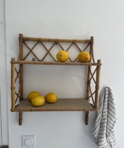 Étagère murale vintage en bambou et rotin
