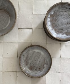 Service de 12 assiettes plates accompagné de son saladier en grès émaillé