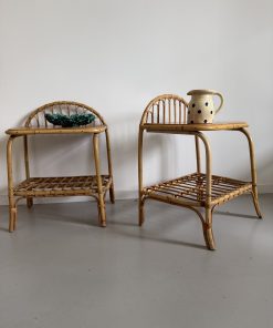 Alternative view of Paire de chevets vintage en rotin et bambou, années 60–70