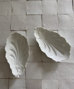 Paire de ramequins blancs coquillage