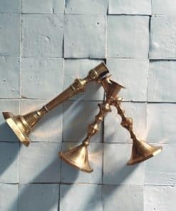 Lot de 3 bougeoirs vintage en laiton, ligne sculpturale
