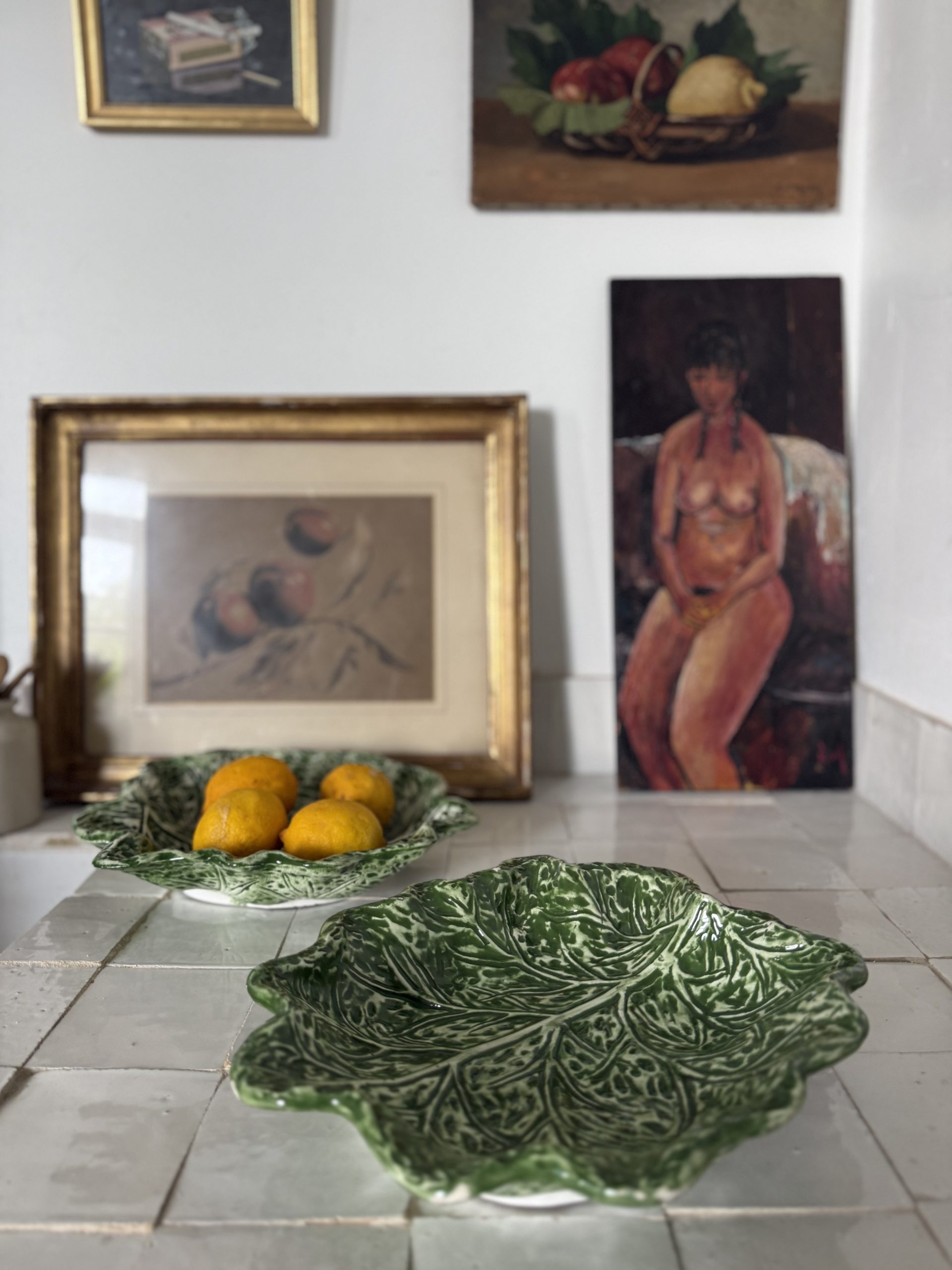 Plat feuille de chou en barbotine verte – Image 2