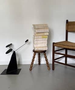 Tabouret en bois tourné vintage