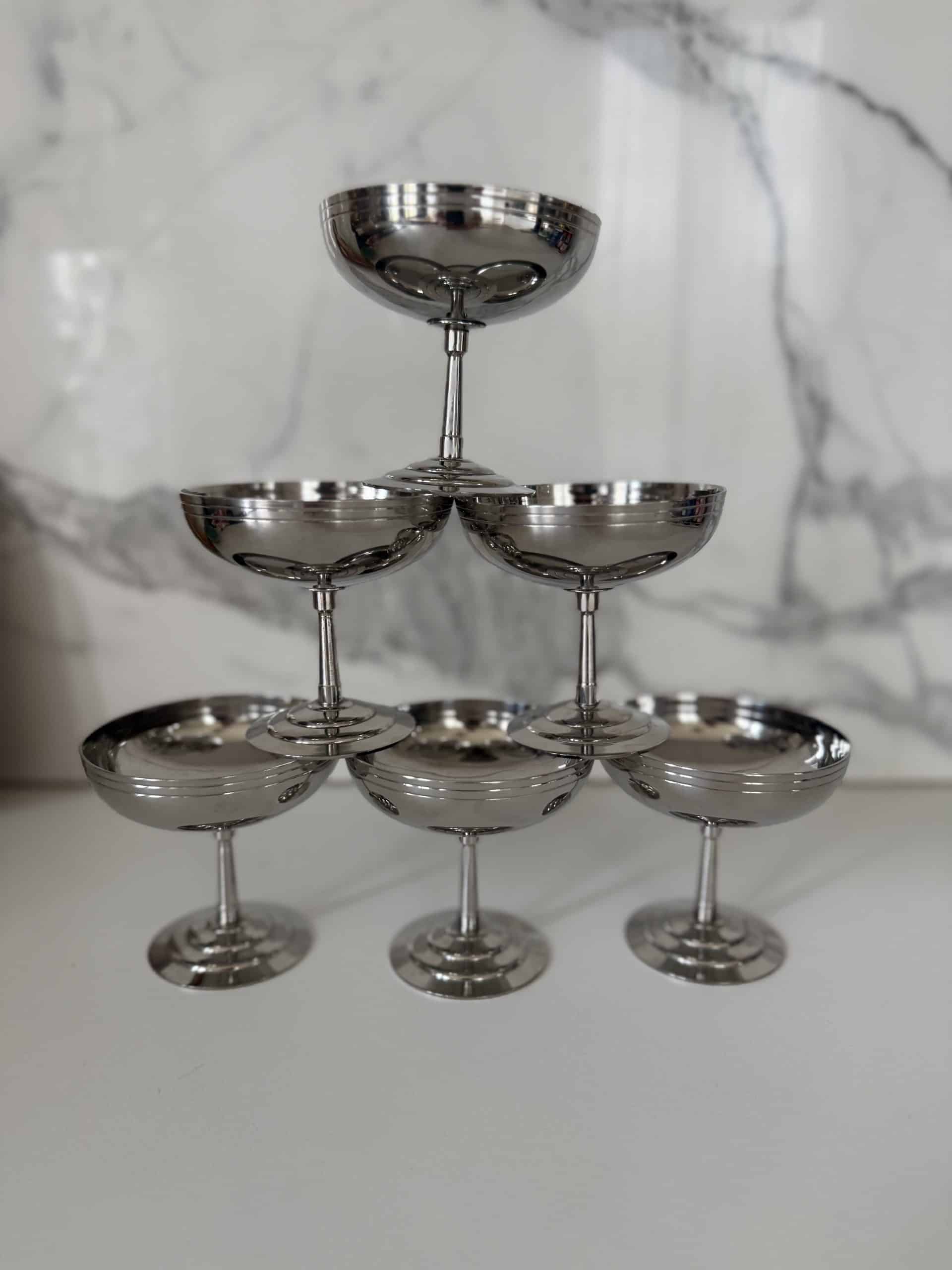 6 coupes à dessert vintage Létang & Rémy – inox 18/10 – Image 3
